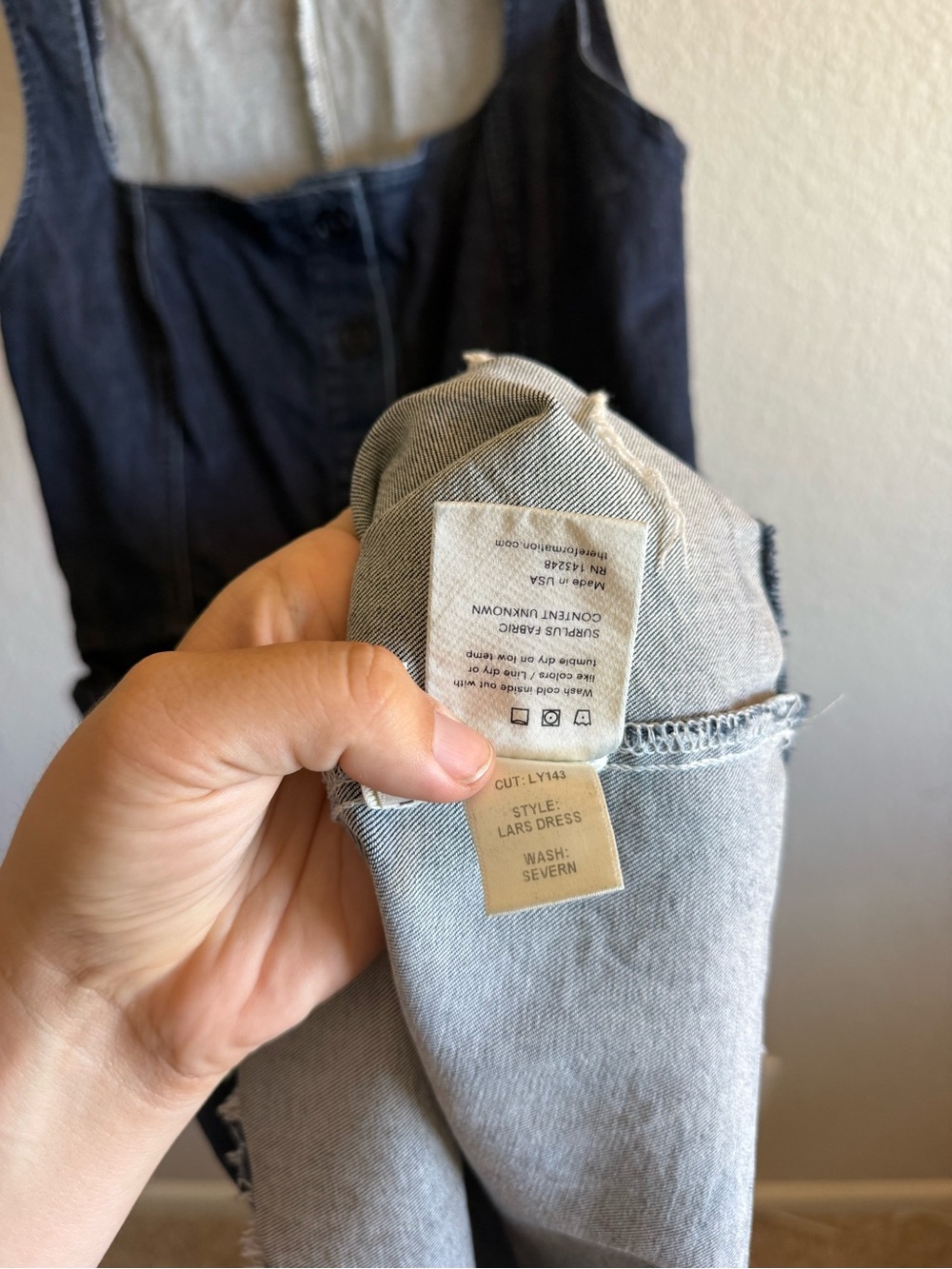 Reformation Lars Denim Mini Dress 100% Cotton Square Neck Dark Wash Size 4 - Picture 6 of 8